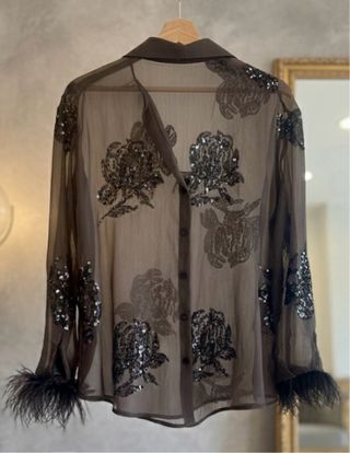 Blusa Zara lentejuelas semitransparente Viral