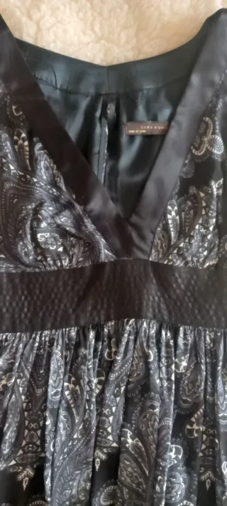 Vestido Zara Negro y Plateado