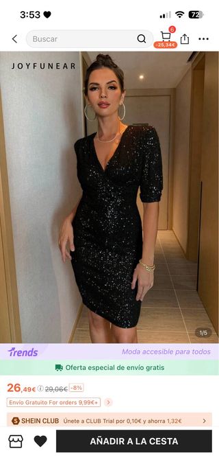 Vestido de fiesta lentejuelas negro