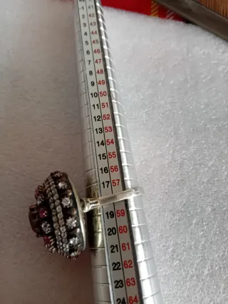 Anello Argento 925 Vintage Pietre Rosse