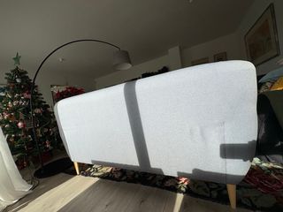 Sofá Retro Gris Tela y Madera