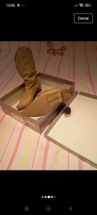 Botas de piel color beige talla 38