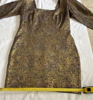 Vestido corto fiesta dorado y marrón