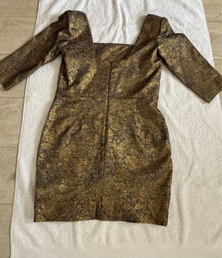 Vestido corto fiesta dorado y marrón
