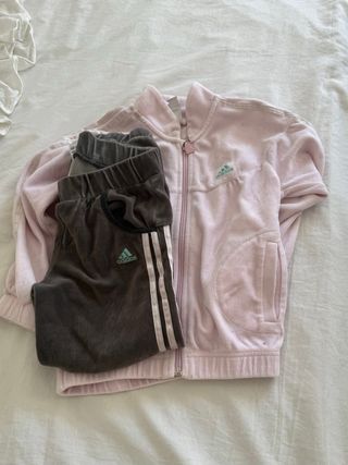 Chándal Adidas niña rosa y gris