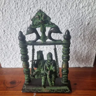 Escultura Krishna Radha Bronce Macizo