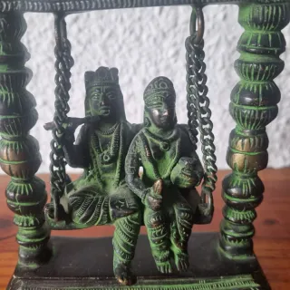 Escultura Krishna Radha Bronce Macizo