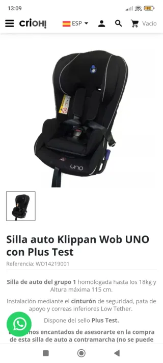 Silla de auto Klippan Wob Uno