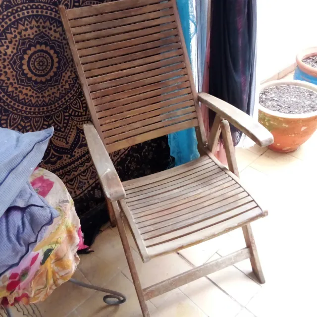 Cadeira de praia de madeira dobrável