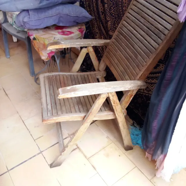 Cadeira de praia de madeira dobrável