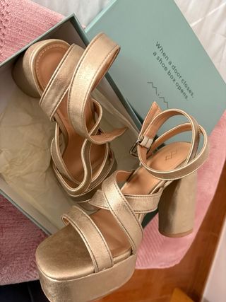 Tacones Mim Shoes Plataforma Dorados