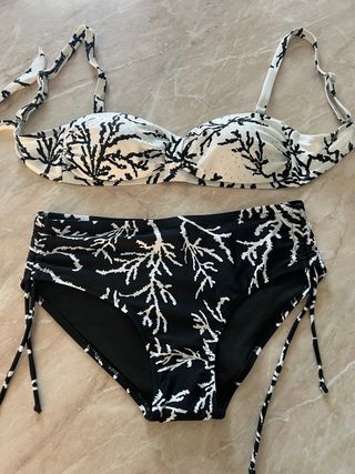 Bikini Corallo Bianco e Nero Tg 46
