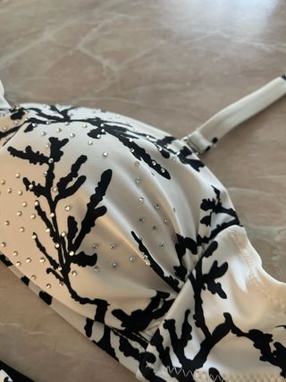 Bikini Corallo Bianco e Nero Tg 46