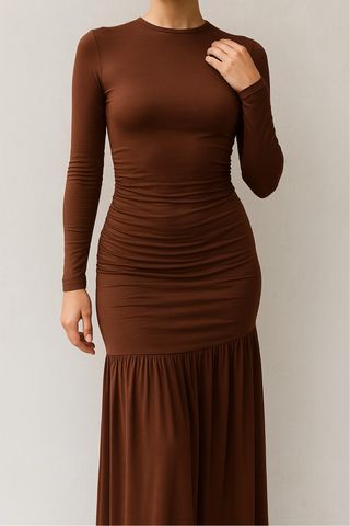 Vestido marrón drapeado