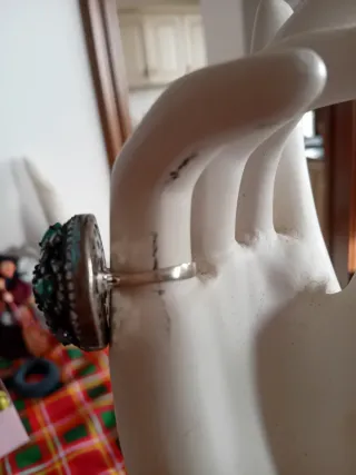 Anello Argento Vintage Pietre Verdi