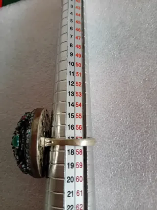 Anello Argento Vintage Pietre Verdi