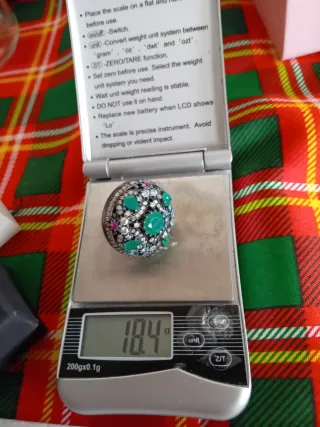 Anello Argento Vintage Pietre Verdi