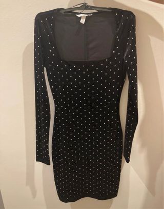 Vestido Terciopelo Negro con Brillantes