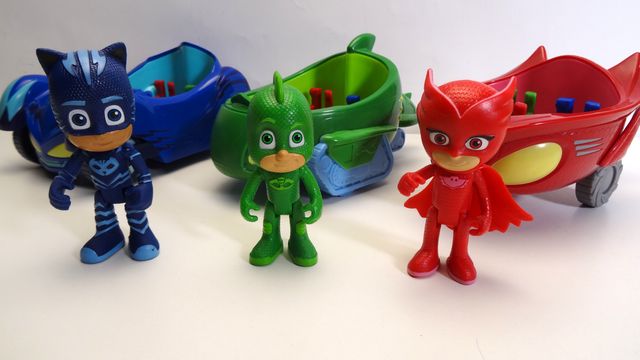 Vehículos PJ Masks + figuras Gatuno Buhíta y Gekko