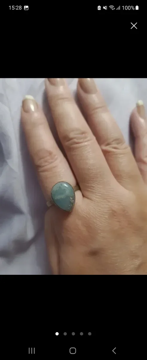 Anillo Piedra Larimar Natural