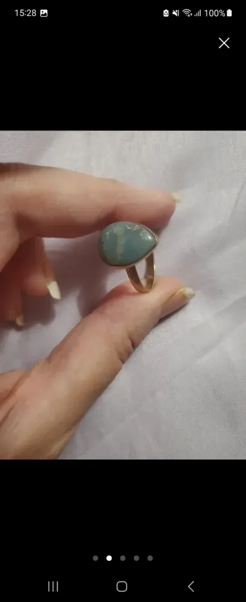 Anillo Piedra Larimar Natural