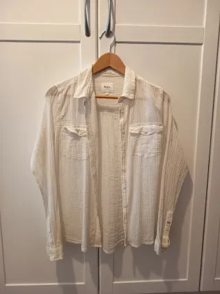 Camisa Pepe Jeans Blanca Talla L con hilos dorados