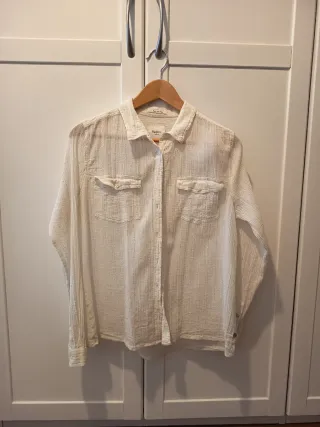 Camisa Pepe Jeans Blanca Talla L con hilos dorados