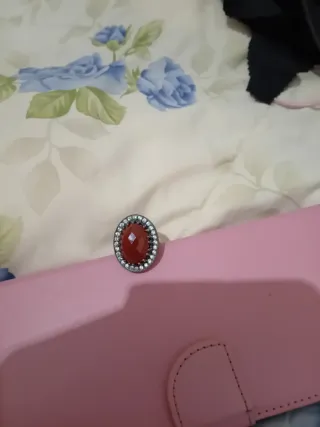 Anello Argento 925 Vintage Pietra Rossa