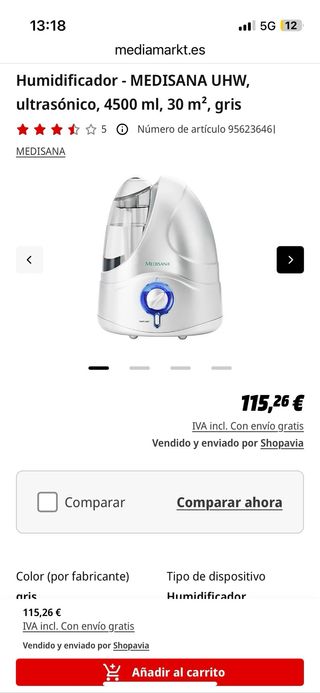 Humidificador Medisana Plata