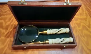 Lupa y abrecartas vintage madera