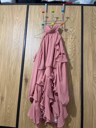 Vestido Zara rosa volantes