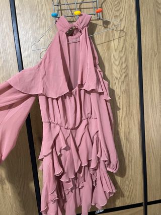 Vestido Zara rosa volantes