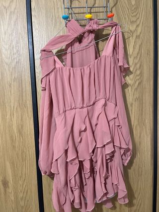 Vestido Zara rosa volantes