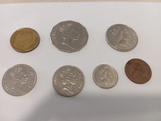 Monedas de Fiji (1$, 50, 20, 10, 10, 5 y 2 cent)