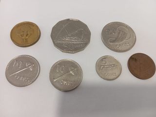 Monedas de Fiji (1$, 50, 20, 10, 10, 5 y 2 cent)