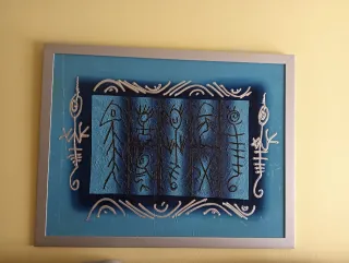 3 Cuadros Decorativos Azules y Plateados