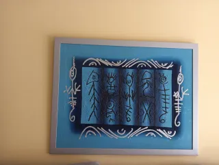 3 Cuadros Decorativos Azules y Plateados