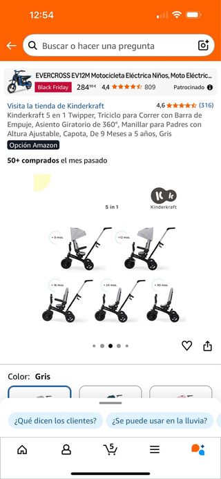 Triciclo Kinderkraft gris