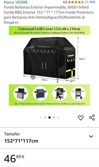 Coperta impermeabile per barbecue da esterno 152x68x119cm