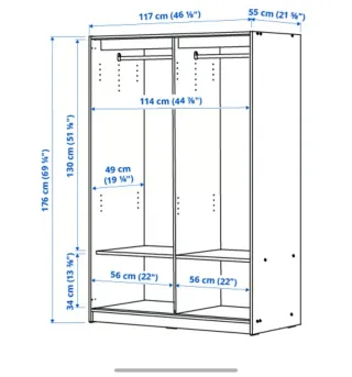 Armario puertas correderas blanco 117x176 cm