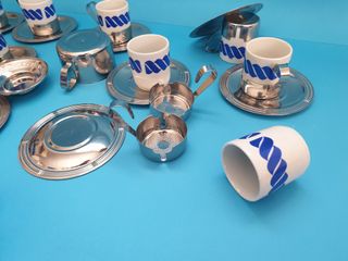 tazze con piattini 12 pezzi ceramica e acciaio con