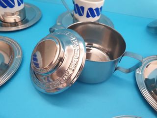 tazze con piattini 12 pezzi ceramica e acciaio con