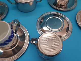 tazze con piattini 12 pezzi ceramica e acciaio con