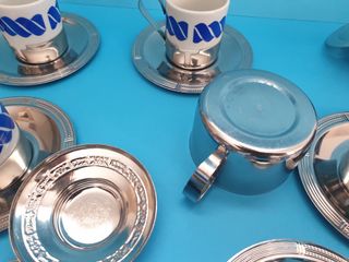 tazze con piattini 12 pezzi ceramica e acciaio con