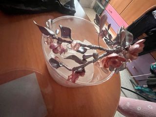 Diadema floral plata y rosa