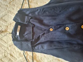 Vestido Mango Lino Azul Talla XS