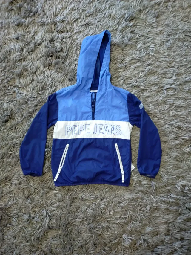 Cortavientos Pepe Jeans niño azul y blanco