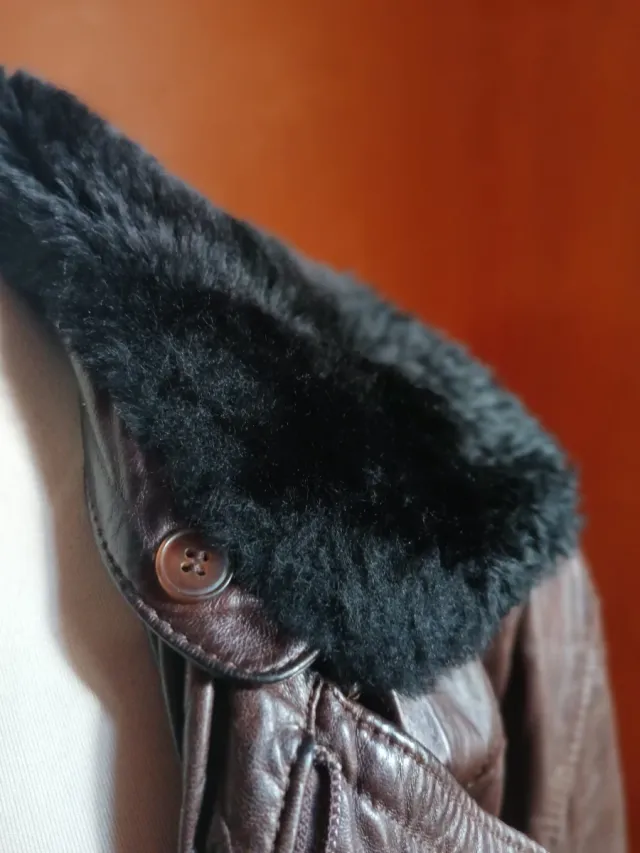 Cazadora cuero hombre cuello pelo T48