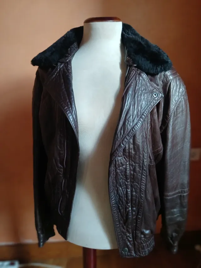 Cazadora cuero hombre cuello pelo T48