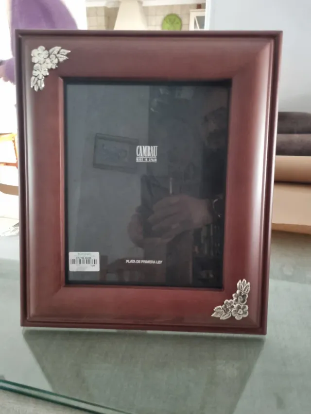 Marco fotos madera y plata ley